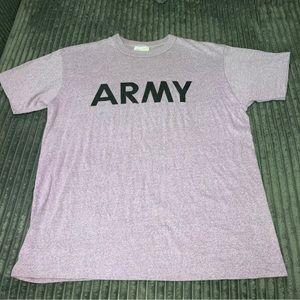 Vintage 80s Champion Mens ARMY T-Shirt Size L Pink/Gray Blend 50/50 USA Made